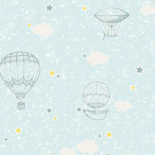 Papel de Parede Vinílico Infantil Coleção Yoyo Balões Azul - Kantai Imagem de Papel de Parede Vinílico Infantil Coleção Yoyo Balões Azul