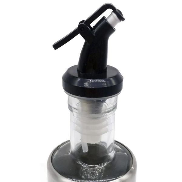 Porta Azeite Vinagre Galheteiro Em Vidro Aço Inox C/ Dosador - Top Total Imagem de Porta Azeite Vinagre Galheteiro Em Vidro Aço Inox C/ Dosador