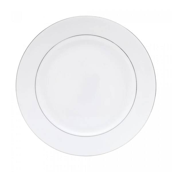 Prato Fundo 21,5cm Sopa Monâco Porcelana Borda Prateada Branco Wolff Luxo