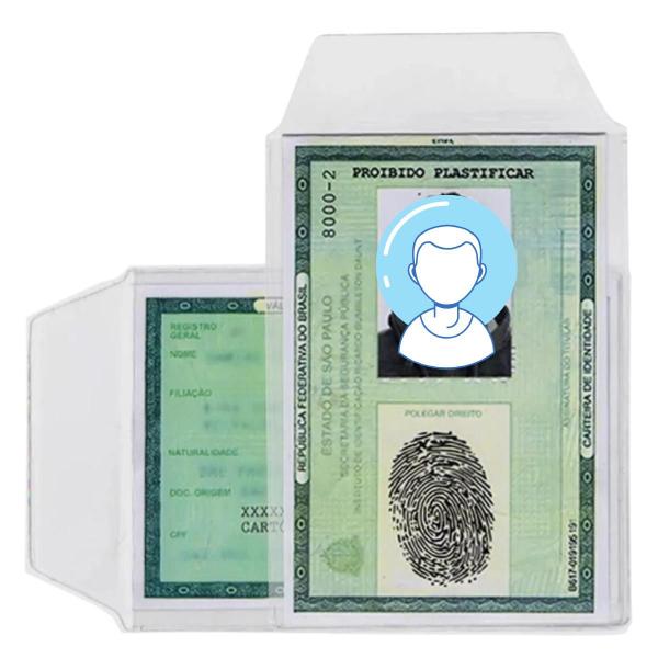 Protetor Porta Documento Tamanho Identidade RG 7,5x10,5cm Com Aba 100 Unidades ACP P7 Plástico