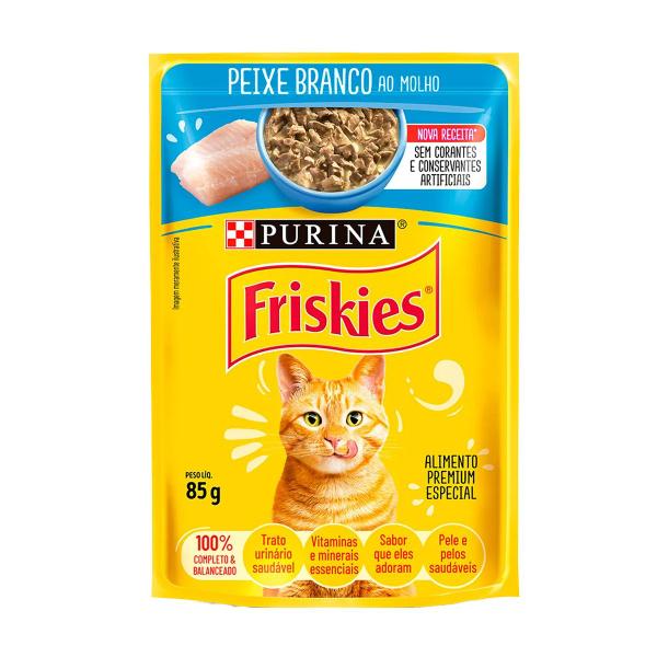 Purina Friskies Sache Gatos Peixe Branco ao Molho 85g