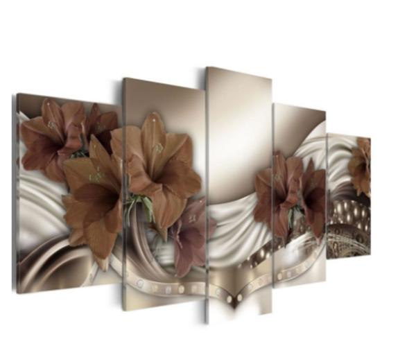 Quadro mosaico 5 peças orquidea marrom abstrato moderno painel para decoração de ambientes - Neyrad Imagem de Quadro mosaico 5 peças orquidea marrom abstrato moderno painel para decoração de ambientes