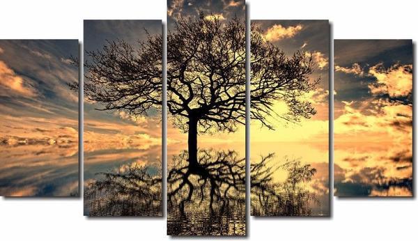 Quadros Decorativos Arvore da Vida para Sala 5 peças Imagem de Quadros Decorativos Arvore da Vida para Sala 5 peças