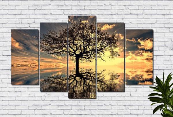 Quadros Decorativos Arvore da Vida para Sala 5 peças Imagem de Quadros Decorativos Arvore da Vida para Sala 5 peças