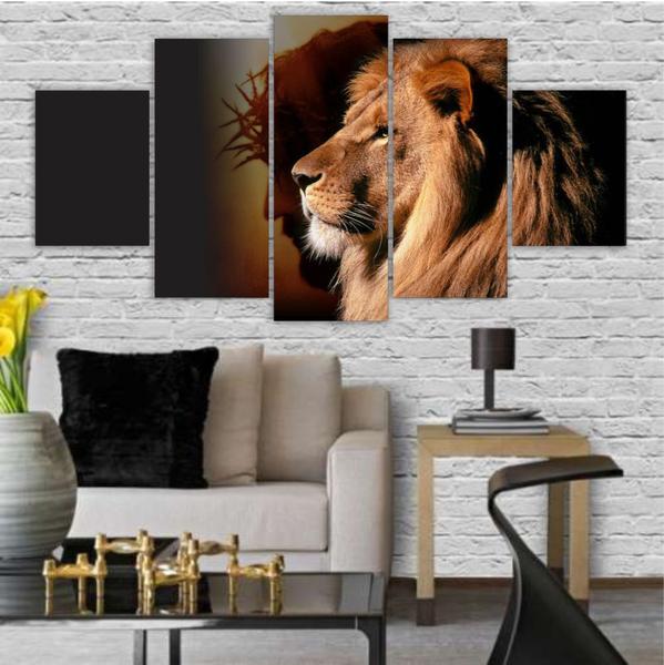 Quadros Decorativos Mosaico MDF Leão de Judá Jesus 115x60cm - X4Adesivos Imagem de Quadros Decorativos Mosaico MDF Leão de Judá Jesus 115x60cm