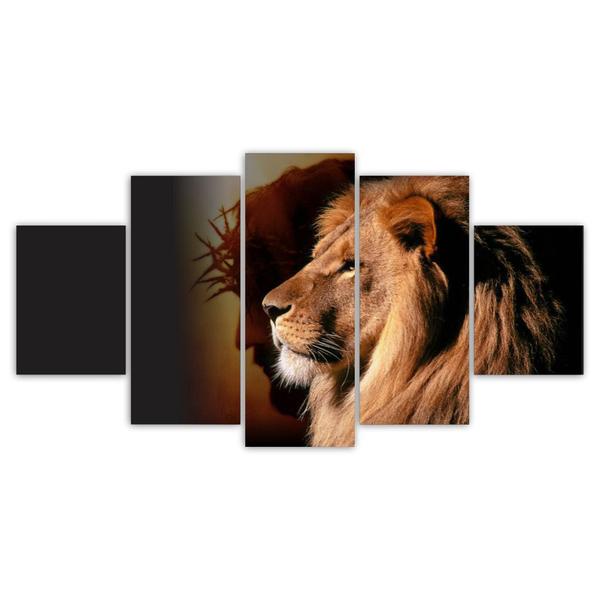 Quadros Decorativos Mosaico MDF Leão de Judá Jesus 115x60cm - X4Adesivos Imagem de Quadros Decorativos Mosaico MDF Leão de Judá Jesus 115x60cm