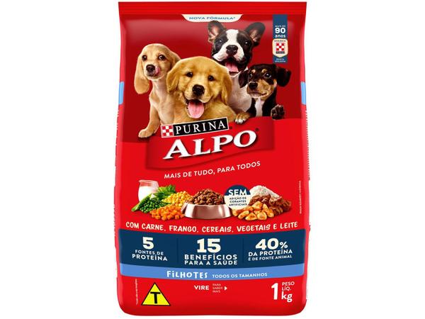 Ração para Cachorro Purina Alpo Filhote - Carne Frango Cereais Vegetais e Leite