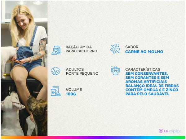 Ração Úmida para Cachorro Adulto Sachê - Pedigree Carne ao Molho 100g Imagem de Ração Úmida para Cachorro Adulto Sachê