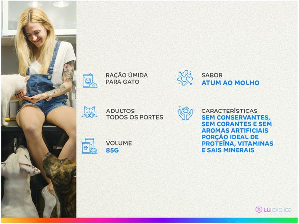 Ração Úmida para Gato Adulto Sachê - Whiskas Atum ao Molho 85g Imagem de Ração Úmida para Gato Adulto Sachê