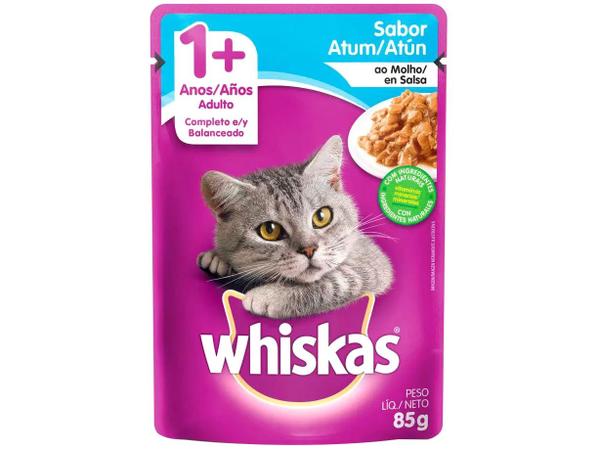 Ração Úmida para Gato Adulto Sachê - Whiskas Atum ao Molho 85g Imagem de Ração Úmida para Gato Adulto Sachê