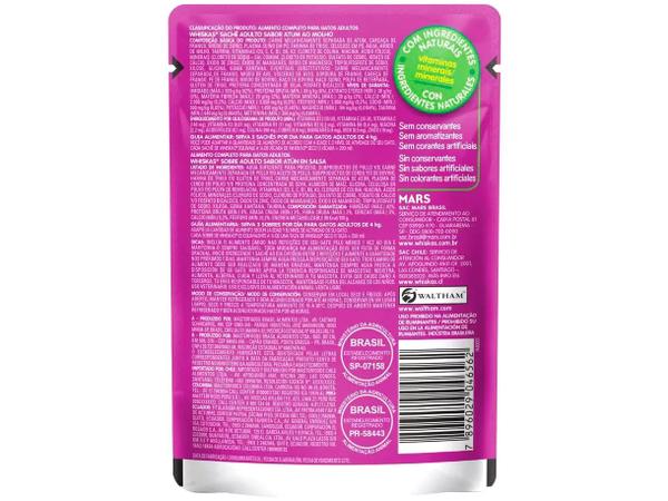 Ração Úmida para Gato Adulto Sachê - Whiskas Atum ao Molho 85g Imagem de Ração Úmida para Gato Adulto Sachê