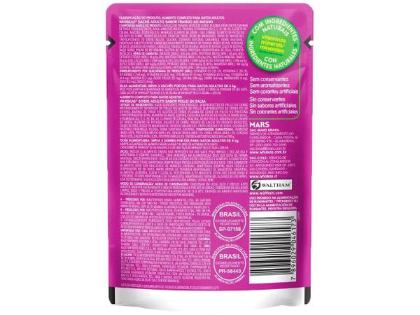 Ração Úmida para Gato Adulto Sachê - Whiskas Frango ao Molho 85g Imagem de Ração Úmida para Gato Adulto Sachê