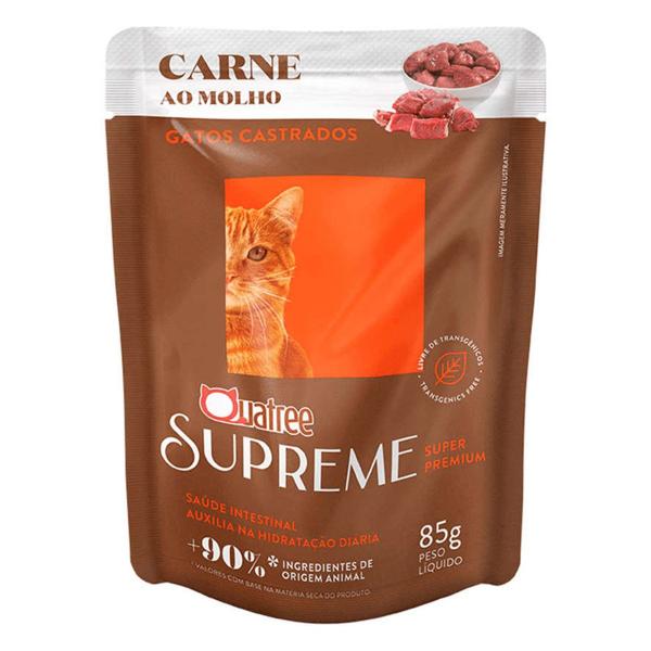 Ração Úmida Sache Quatree Supreme Gatos Castrados Carne 85g