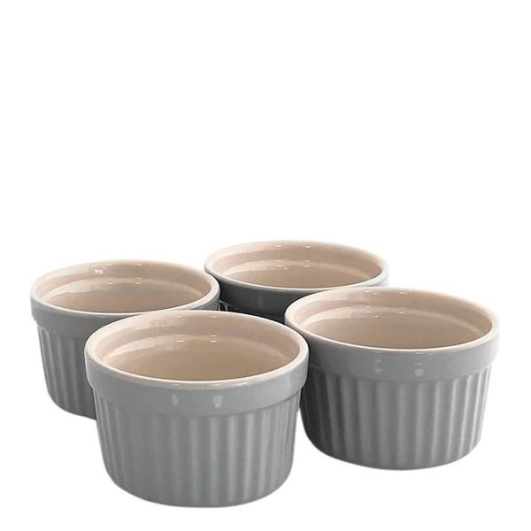 Ramekin de Cerâmica Classic Jomafe Cinza 4PÇS 10CM Imagem de Ramekin de Cerâmica Classic Jomafe Cinza 4PÇS 10CM