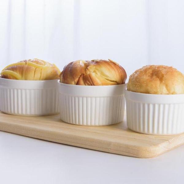 Ramekin Ramequim Gourmet 100ml Cerâmica Canelado - Caulim Imagem de Ramekin Ramequim Gourmet 100ml Cerâmica Canelado
