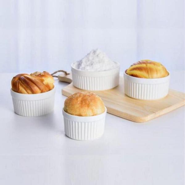 Ramekin Ramequim Gourmet 100ml Cerâmica Canelado - Caulim Imagem de Ramekin Ramequim Gourmet 100ml Cerâmica Canelado
