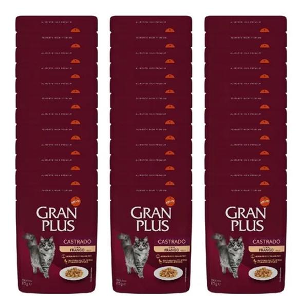 Sachê Gatos Castrado Sabor Frango Gran Plus 85g Kit 30 Unid