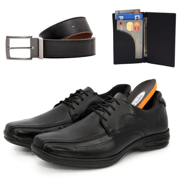 Sapato Social Casual Masculino Couro Animal Confortável Envio Já + Cinto e Carteira Masculina