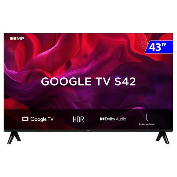 Smart TV Semp 43 Polegadas LED Full HD S42 WiFi Bluetooth Google TV 2 HDMI HDR10 Dolby Audio 43S42
