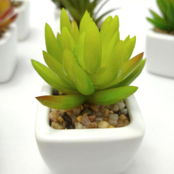 Suculenta Artificial Mini Vaso Cerâmica Branco - Melhores Ofertasnet Imagem de Suculenta Artificial Mini Vaso Cerâmica Branco