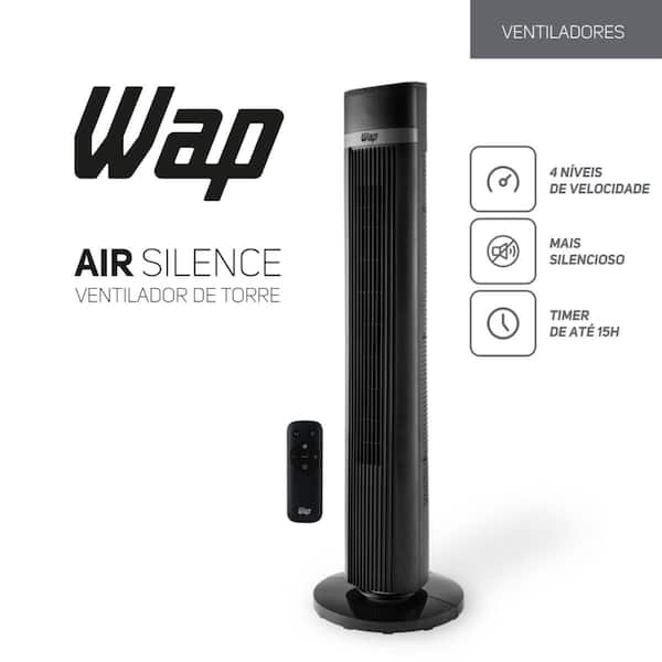 Ventilador Torre WAP Air Silence 127v funcionamento silencioso Para Ambientes com Oscilante e 3 Velocidades