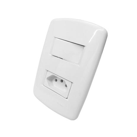 1 Interruptor Paralelo e 1 Tomada Univ 2P+T 10A Com Placa 4x2 (Branco) - Montreal Plus imp - Dicompel Menor preço em 1 Interruptor Paralelo e 1 Tomada Univ 2P+T 10A Com Placa 4x2 (Branco) - Montreal Plus imp - Dicompel