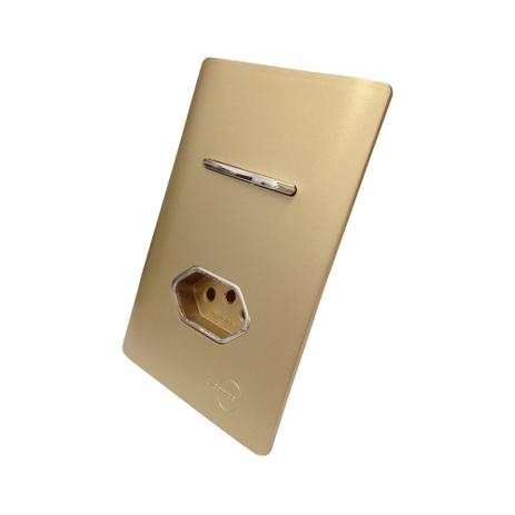 1 Interruptor Paralelo + Tomada Universal 2P+T 10A Cromados Com Placa 4x2 Dourada - Novara Colors icn - Dicompel Menor preço em 1 Interruptor Paralelo + Tomada Universal 2P+T 10A Cromados Com Placa 4x2 Dourada - Novara Colors icn - Dicompel
