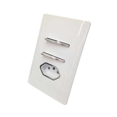 1 Interruptor Simples e 1 Interruptor Paralelo + Tomada Universal 2P+T 10A Com Placa 4x2 - Novara idn - Dicompel Menor preço em 1 Interruptor Simples e 1 Interruptor Paralelo + Tomada Universal 2P+T 10A Com Placa 4x2 - Novara idn - Dicompel