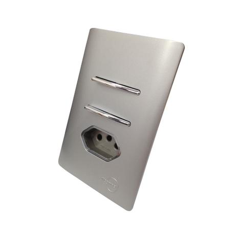1 Interruptor Simples e 1 Paralelo + Tomada Universal 2P+T 20A Cromados Com Placa 4x2 Prata - Novara Colors icn - Dicompel Menor preço em 1 Interruptor Simples e 1 Paralelo + Tomada Universal 2P+T 20A Cromados Com Placa 4x2 Prata - Novara Colors icn - Dicompel