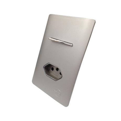 1 Interruptor Simples + Tomada Universal 2P+T 20A Cromados Com Placa 4x2 Prata - Novara Colors icn - Dicompel Menor preço em 1 Interruptor Simples + Tomada Universal 2P+T 20A Cromados Com Placa 4x2 Prata - Novara Colors icn - Dicompel