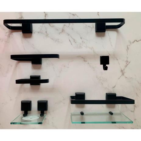 1 Kit Para Banheiro Luxo Preto 6 peças - Landi Vendas online é boa?