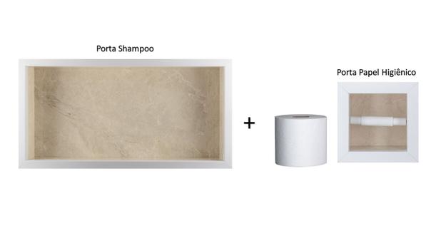 1 Kit Porta Shampoo E Porta Papel Higiênico Em Porcelanato Polido ( Bege 50) - Incompany Menor preço em 1 Kit Porta Shampoo E Porta Papel Higiênico Em Porcelanato Polido ( Bege 50) - Incompany