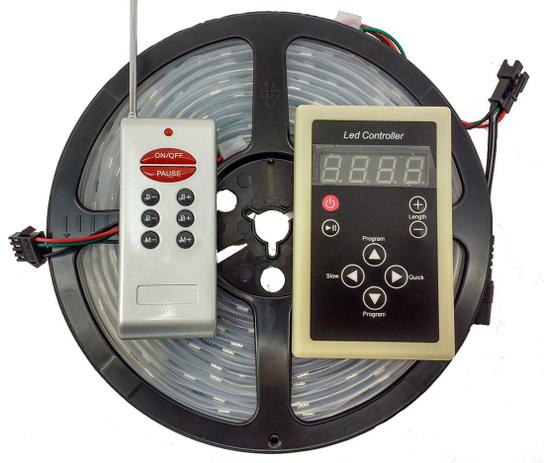 1 Rolo 5M Fita Led Digital 6803 Programável Efeito Chroma Mais 132 Efeitos c/ Fonte - Diversos Menor preço em 1 Rolo 5M Fita Led Digital 6803 Programável Efeito Chroma Mais 132 Efeitos c/ Fonte - Diversos