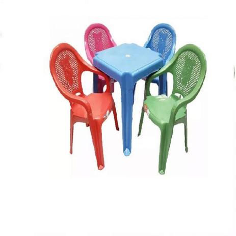 Conjunto de Mesa e Cadeira Tramontina Sofia Infantil Azul em Polipropileno  e Fibra de Vidro 2 Peç