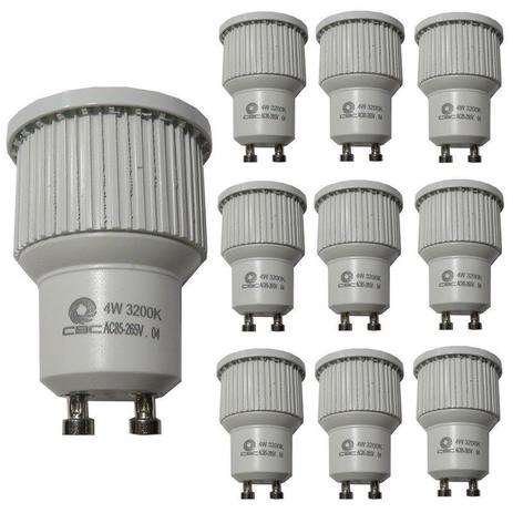 10 Lâmpada Led Dicróica 4W Alumínio Gu10 3200K Branco Quente - CBC Luminárias Menor preço em 10 Lâmpada Led Dicróica 4W Alumínio Gu10 3200K Branco Quente - CBC Luminárias