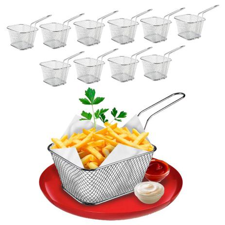 10 Mini Cesto P/ Fritura Servir Porções Quentes Batata Frita - Clink Menor preço em 10 Mini Cesto P/ Fritura Servir Porções Quentes Batata Frita - Clink