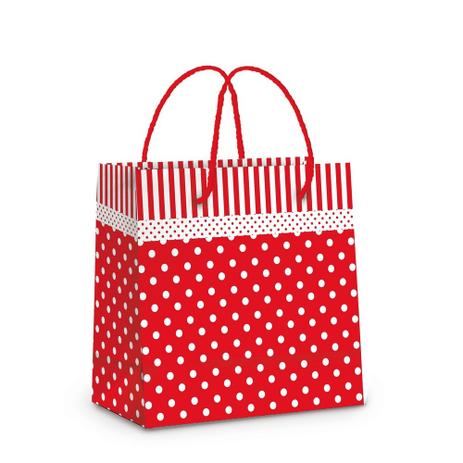 10 Mini Sacolas P/Presente Bolinhas Vermelho E Branco Festa - Cromus Menor preço em 10 Mini Sacolas P/Presente Bolinhas Vermelho E Branco Festa - Cromus