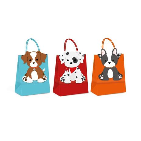 10 Sacolas Papel P/Presente C/Fecho Cachorrinhos 21,5X15X8Cm - Cromus Menor preço em 10 Sacolas Papel P/Presente C/Fecho Cachorrinhos 21,5X15X8Cm - Cromus