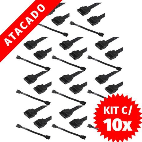 10 Unidades de Cabo Sata 3 Com 6 Gb/s Padrao Original Preto 20 cm - Dmix Menor preço em 10 Unidades de Cabo Sata 3 Com 6 Gb/s Padrao Original Preto 20 cm - Dmix