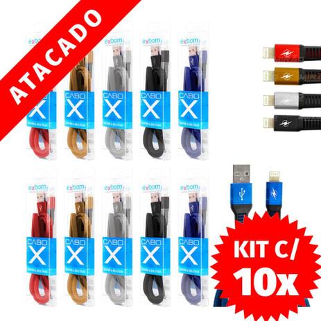 10 Unidades de Cabo USB Lightning 2.1A para IOS X/8/7/6Plus rápido achatado com malha 1M - 02947 - Exbom Menor preço em 10 Unidades de Cabo USB Lightning 2.1A para IOS X/8/7/6Plus rápido achatado com malha 1M - 02947 - Exbom