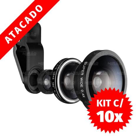 10 Unidades de lentes 3x1 FishEye/Wide/Macro - Exbom Menor preço em 10 Unidades de lentes 3x1 FishEye/Wide/Macro - Exbom