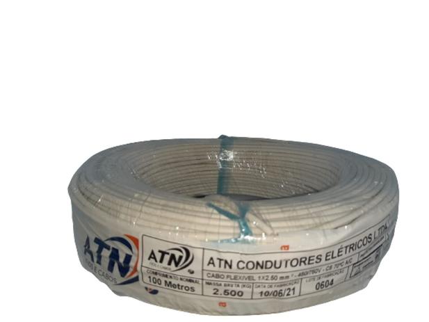 100 Metros Fio Eletrico Flexivel 2,5mm Cabo Elétrico Antichama Branco 2 Linha - ATN Menor preço em 100 Metros Fio Eletrico Flexivel 2,5mm Cabo Elétrico Antichama Branco 2 Linha - ATN