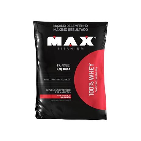 100 WHEY MAX TITANIUM 2kg - MORANGO Menor preço em 100 WHEY MAX TITANIUM 2kg - MORANGO