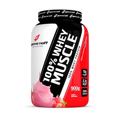 100 whey muscle - 900g - body action Menor preço em 100 whey muscle - 900g - body action