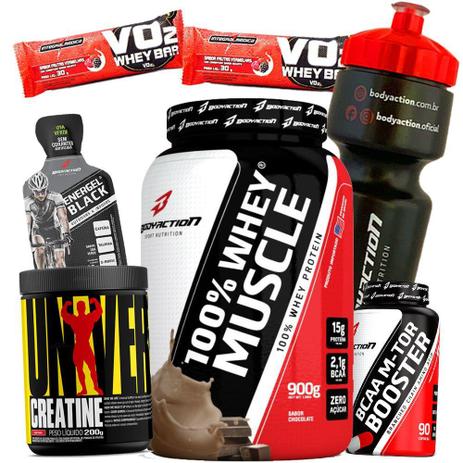 100 Whey Muscle 900G Concentrado Creatina Universal 200g Bcaa M-tor Squeeze Copo Massa Magra wey - Body action Menor preço em 100 Whey Muscle 900G Concentrado Creatina Universal 200g Bcaa M-tor Squeeze Copo Massa Magra wey - Body action