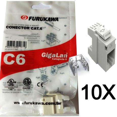 10x Conector Keystone Cat6 Fêmea Furukawa Gigalan Rj45 Menor preço em 10x Conector Keystone Cat6 Fêmea Furukawa Gigalan Rj45