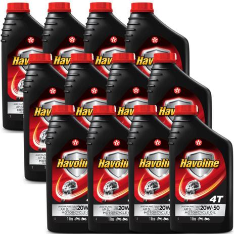 12 Oleos 4t 20w50 Sae Api Sl Litro Moto Dafra Honda Kawasaki Sundown Suzuki Havoline - Texaco Menor preço em 12 Oleos 4t 20w50 Sae Api Sl Litro Moto Dafra Honda Kawasaki Sundown Suzuki Havoline - Texaco