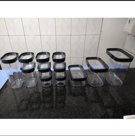 12 Potes Hermético Kit Conjunto Cozinha Alimentos Acrílico - Helsin Menor preço em 12 Potes Hermético Kit Conjunto Cozinha Alimentos Acrílico - Helsin