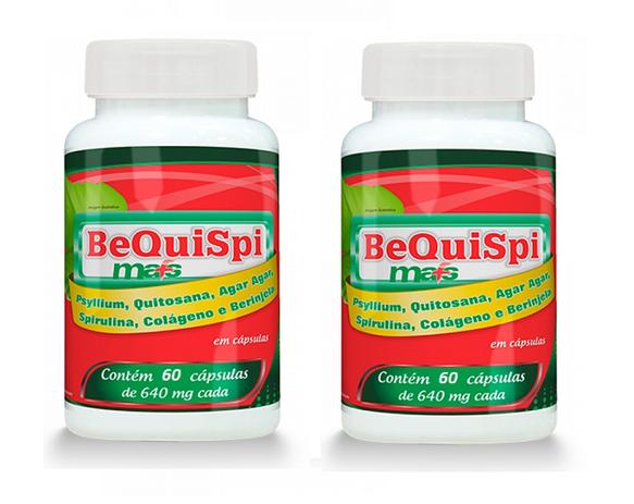 2 Bequispi Mais ( Psyllium/ Quitosana/ Agar Agar/ Spirulina/ Colágeno/ Berinjela) 60 Cap 640mg - Total 120 Caps - Promel Menor preço em 2 Bequispi Mais ( Psyllium/ Quitosana/ Agar Agar/ Spirulina/ Colágeno/ Berinjela) 60 Cap 640mg - Total 120 Caps - Promel
