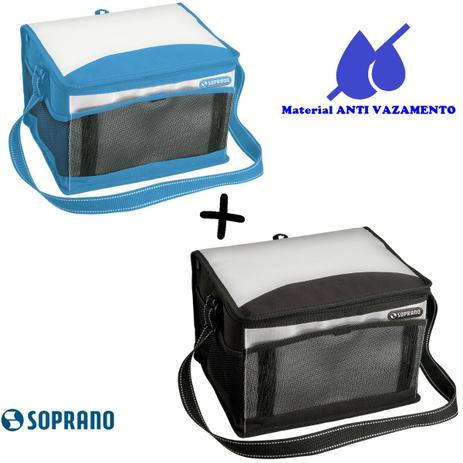 2 Bolsa Térmica 12 Litros Preta e Azul Soprano Menor preço em 2 Bolsa Térmica 12 Litros Preta e Azul Soprano